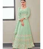 turquoise georgette semi stitched wedding top & Bottom  and Dupatta