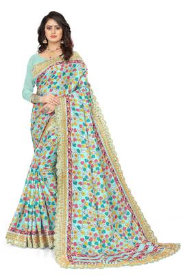 Green Manipuri Silk with blouse piece 1