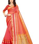 Orange Manipuri cotton saree with blouse piece