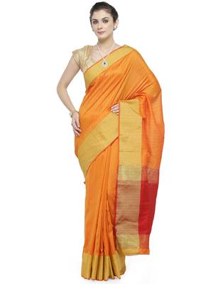 Blue woven cotton silk saree with blouse 1