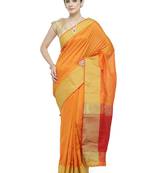 Blue woven cotton silk saree with blouse