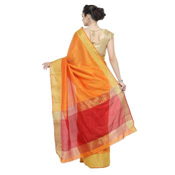 Blue woven cotton silk saree with blouse 2