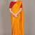 Yellow plain satin saree with blouse