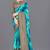 Aqua blue printed faux georgette saree with blouse