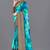 Aqua blue printed faux georgette saree with blouse