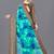 Aqua blue printed faux georgette saree with blouse