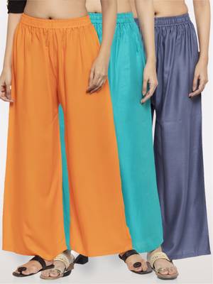 Multicolor plain rayon palazzo-pants 1