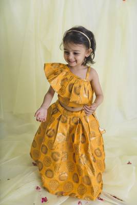 Saka Designs Mustard & Gold Lehenga Choli For Girls | Ethnic Wear For Kids 1