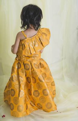 Saka Designs Mustard & Gold Lehenga Choli For Girls | Ethnic Wear For Kids 3