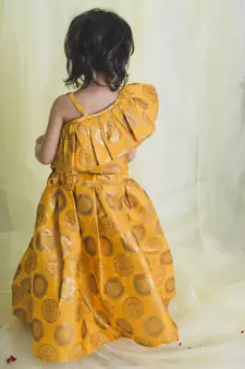Saka Designs Mustard & Gold Lehenga Choli For Girls | Ethnic Wear For Kids