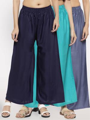 Multicolor plain rayon palazzo-pants 1