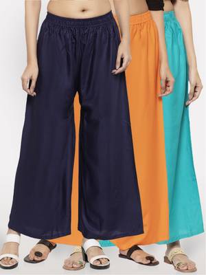 Multicolor plain rayon palazzo-pants 1