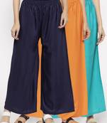 Multicolor plain rayon palazzo-pants