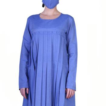 Front Open Abaya In Cotton Fabric With Wooden Buttons. 1