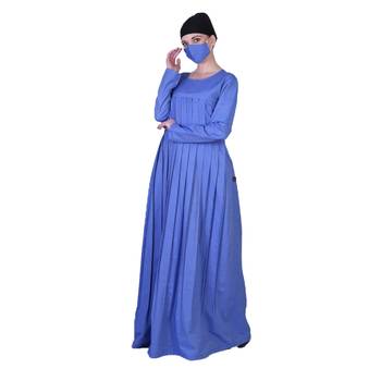 Front Open Abaya In Cotton Fabric With Wooden Buttons. 2