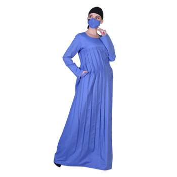 Front Open Abaya In Cotton Fabric With Wooden Buttons. 3