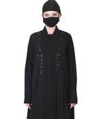 Elegant-Open Abaya With Handwork Embellishments and A Matching Hijab.