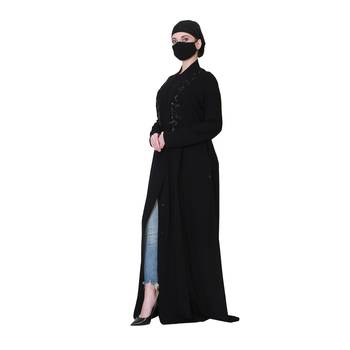 Elegant-Open Abaya With Handwork Embellishments and A Matching Hijab. 4
