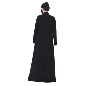 Elegant-Open Abaya With Handwork Embellishments and A Matching Hijab. 5