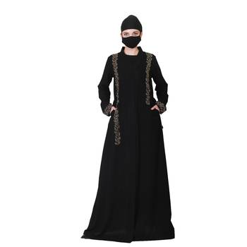 Elegant-Open Abaya With Stonework and A Matching Hijab. 1