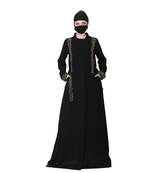 Elegant-Open Abaya With Stonework and A Matching Hijab.