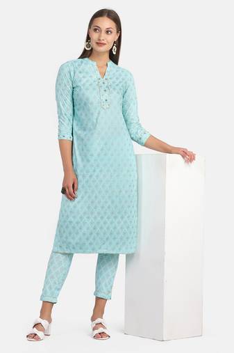 BLUE PRINTED KURTA WITH PANT