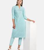 BLUE PRINTED KURTA WITH PANT