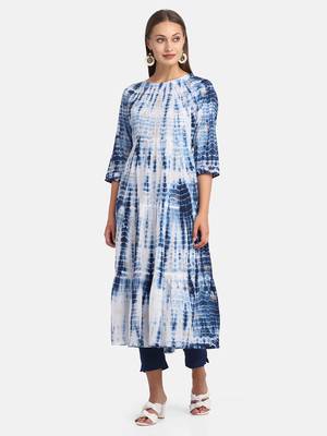 Blue Shibori Printed Kurta With Pant And Dupatta 2