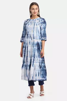 BLUE SHIBORI PRINTED KURTA WITH PANT AND DUPATTA