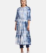 BLUE SHIBORI PRINTED KURTA WITH PANT AND DUPATTA