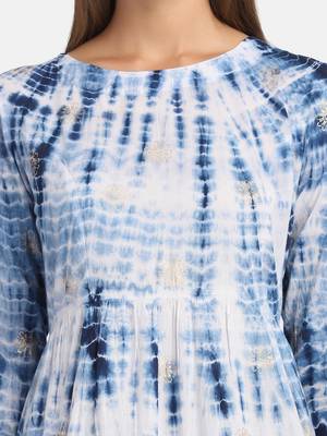 Blue Shibori Printed Kurta With Pant And Dupatta 4