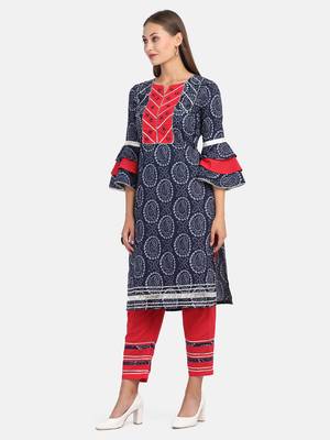 Indigo Printed Kurta With Pant 2