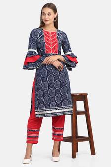 INDIGO PRINTED KURTA WITH PANT