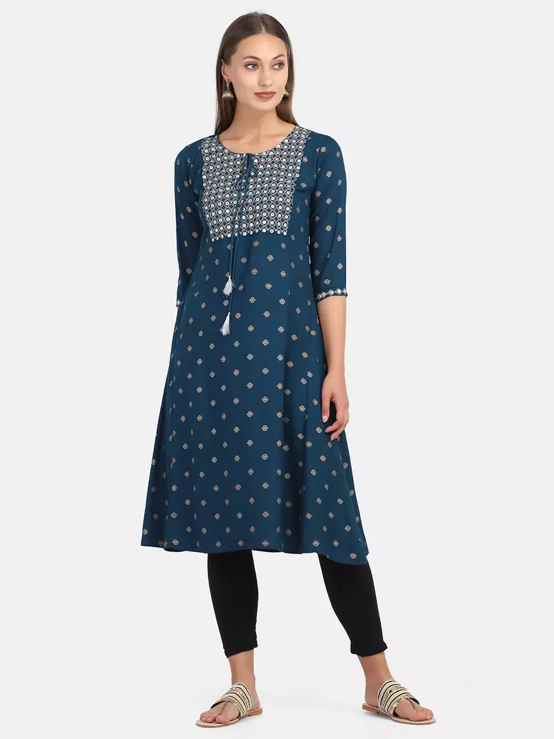 BLUE PRINTED KURTA