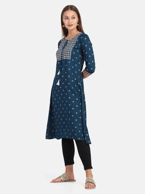 Blue Printed Kurta 2