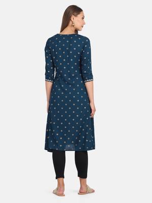 Blue Printed Kurta 3