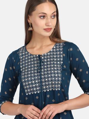 Blue Printed Kurta 4