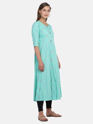 Sea Green Printed Dress 2