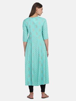 Sea Green Printed Dress 3