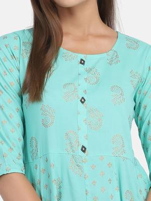 Sea Green Printed Dress 4