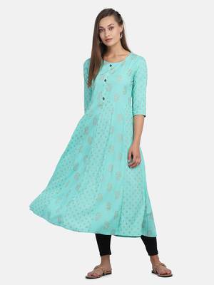 Sea Green Printed Dress 5