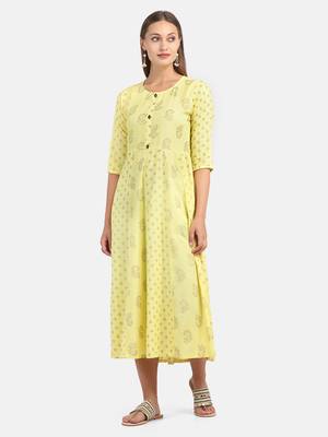 Yellow Printed Dress 2