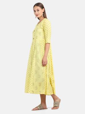 Yellow Printed Dress 3