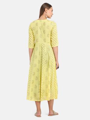 Yellow Printed Dress 4