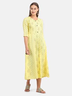 Yellow Printed Dress 6