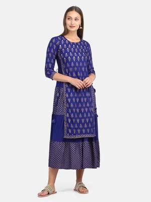Royal Blue Printed Kurta 2