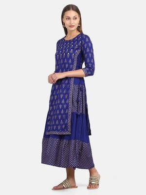 Royal Blue Printed Kurta 3