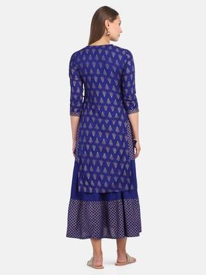 Royal Blue Printed Kurta 4