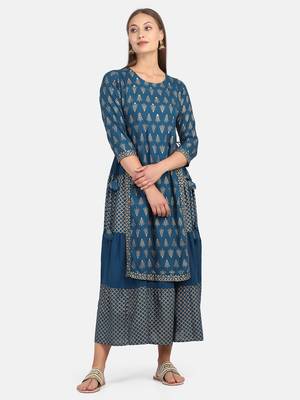 Blue Printed Kurta 2