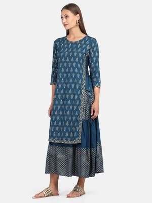Blue Printed Kurta 3
